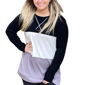 Yidarton Color Block Long Sleeves Shirt Size Small